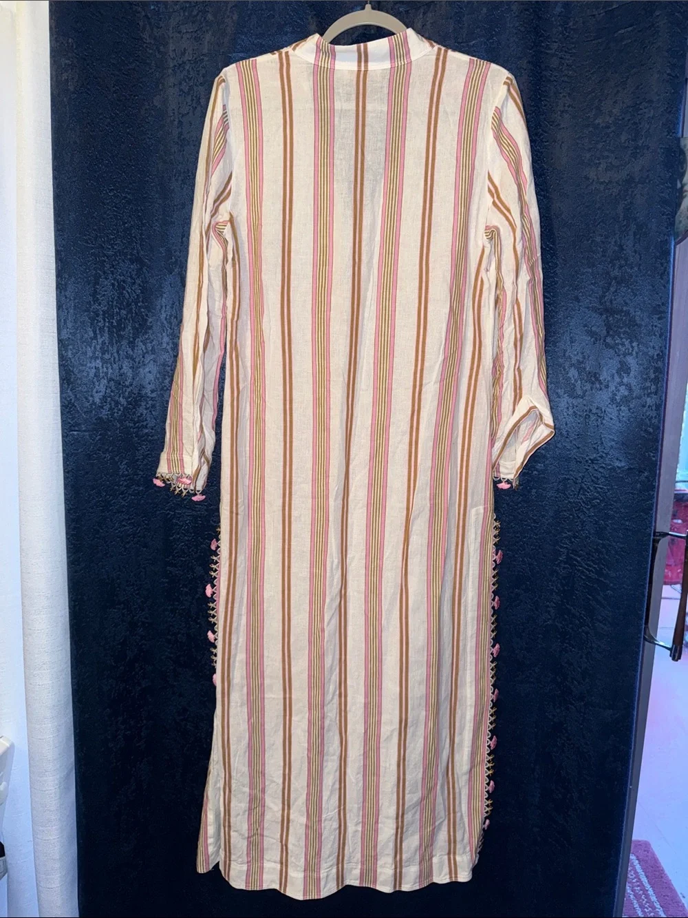 Tory Burch Cream Coverup with Pink & Tan Stripes
